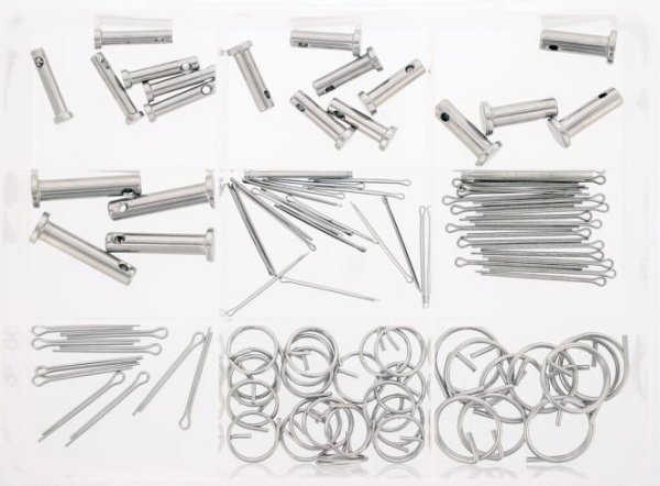 MARINETECH Edelstahl A4 Sortimentskasten Bolzen und Splinte, 4-6 mm 100-teilig